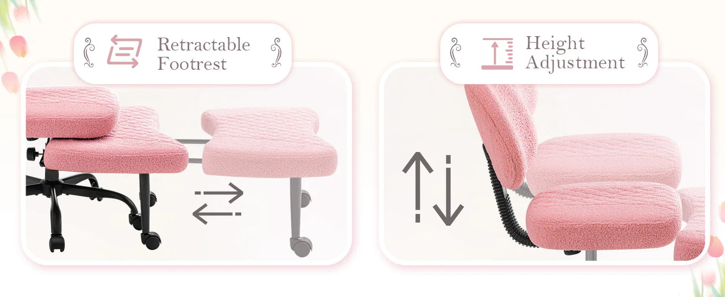 Furmax Ergonomic Criss Cross Legged Office Chair with Wheels, 360°Swivel Adjustable Height Kneeling Desk Chair with Footrest