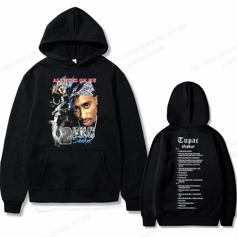 Tupac 2pac Hoodie Men's and Women's Sweatshirts Printed Streetwear Hip-hop Style Autumn and Winter Fashion Hip-hop Tops Clothes