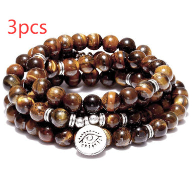 Amazon Stone Tiger Eye Stone Bracelet Necklace 108 Buddha Beads Lotus Bracelet