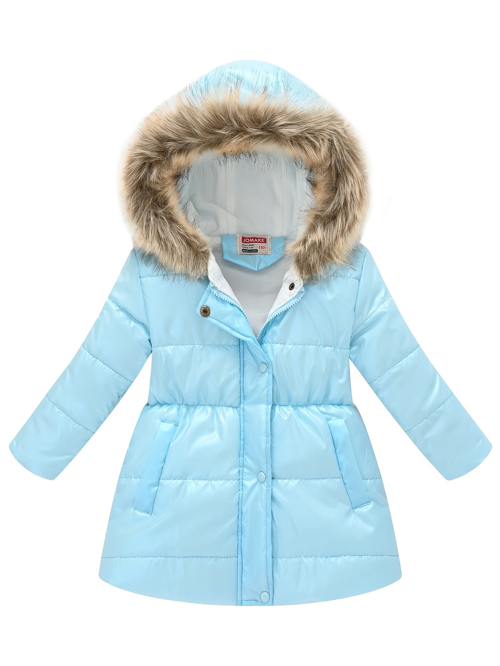 Children's Winter New Style Thickened Glossy Hooded Jacket for Boys and Girls, Mid-Length