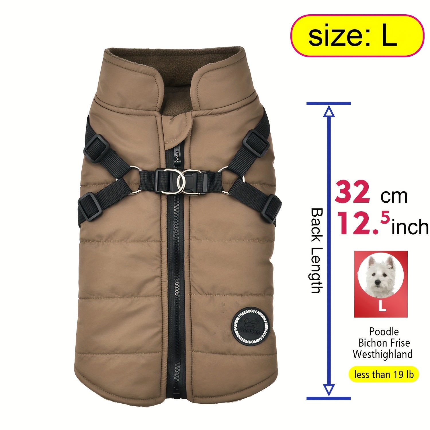 Warm Padded Dog Vest with Harness for Small and Medium Dogs - Red Coat for Extra Comfort and Security Christmas Gift