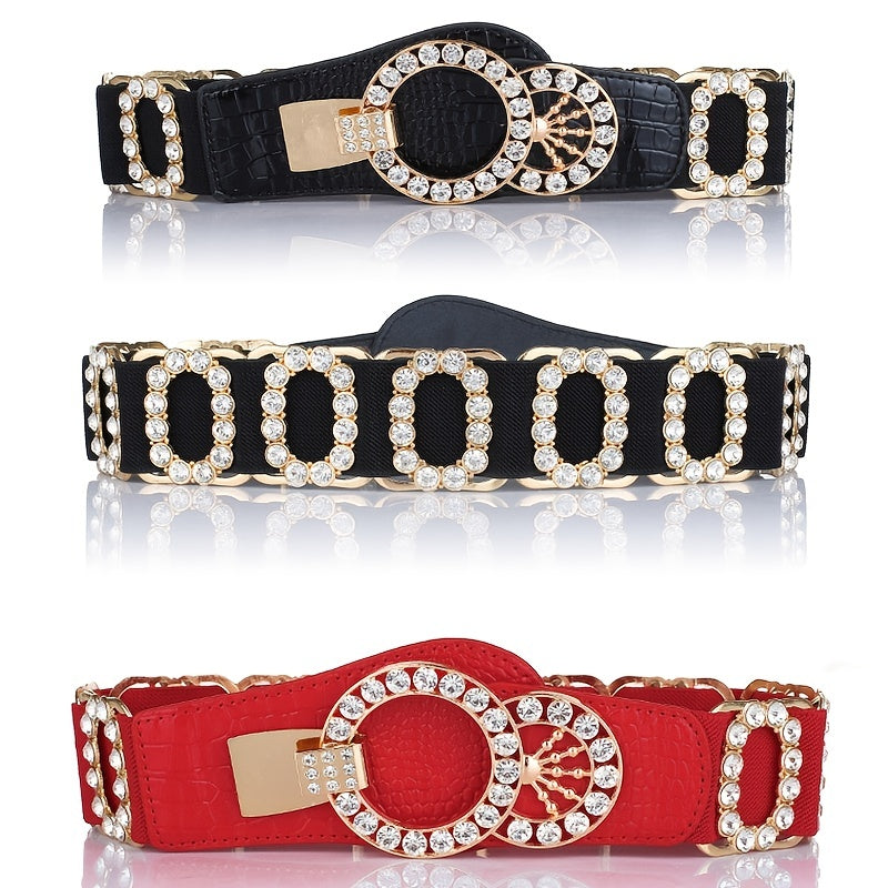 Women's Waist Belt Stretch Belt Women's Loose Elastic Belt Rhinestone Belt For Women