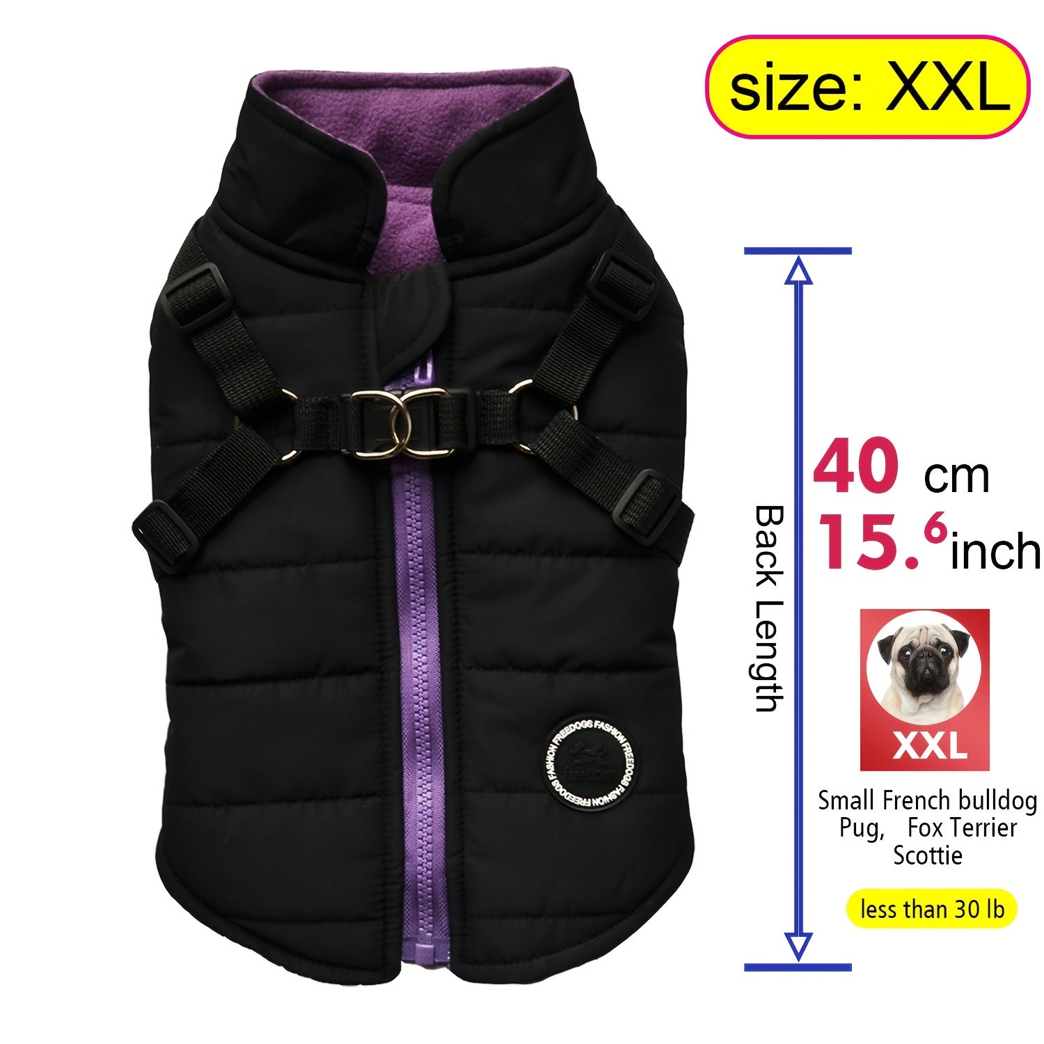 Warm Padded Dog Vest with Harness for Small and Medium Dogs - Red Coat for Extra Comfort and Security Christmas Gift
