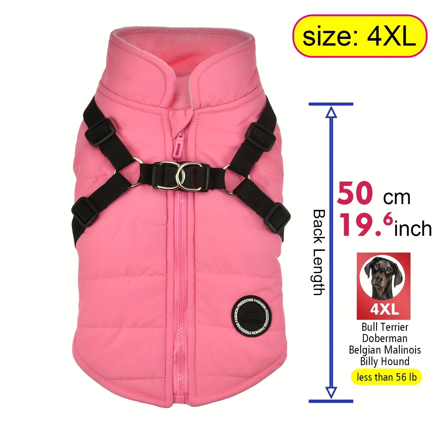 Warm Padded Dog Vest with Harness for Small and Medium Dogs - Red Coat for Extra Comfort and Security Christmas Gift