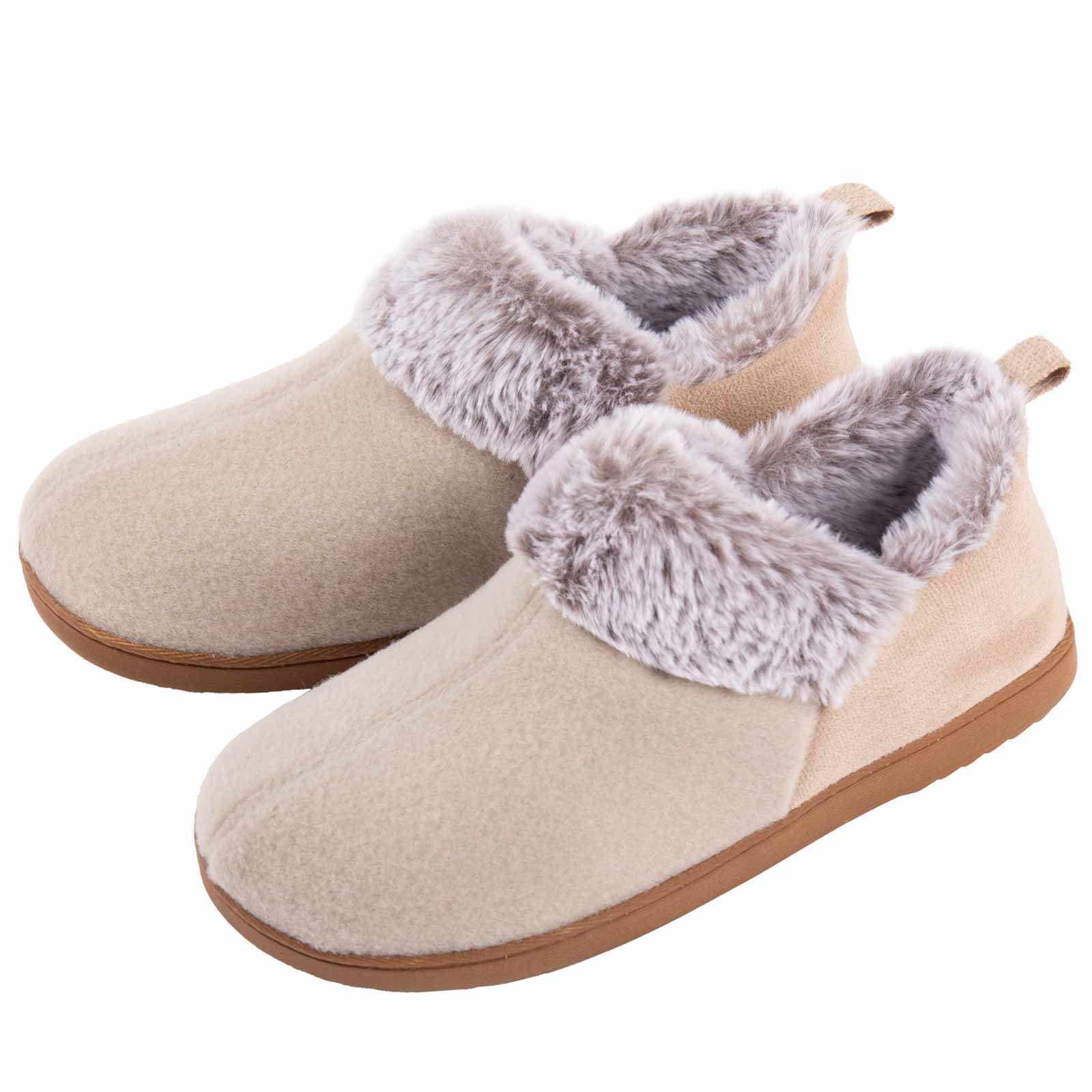 [Fuzzy Plush Household Shoes] Fuzzy Fleece Liner Cozy Plush Household Shoes - Memory Foam Slip-on Shoes for Women