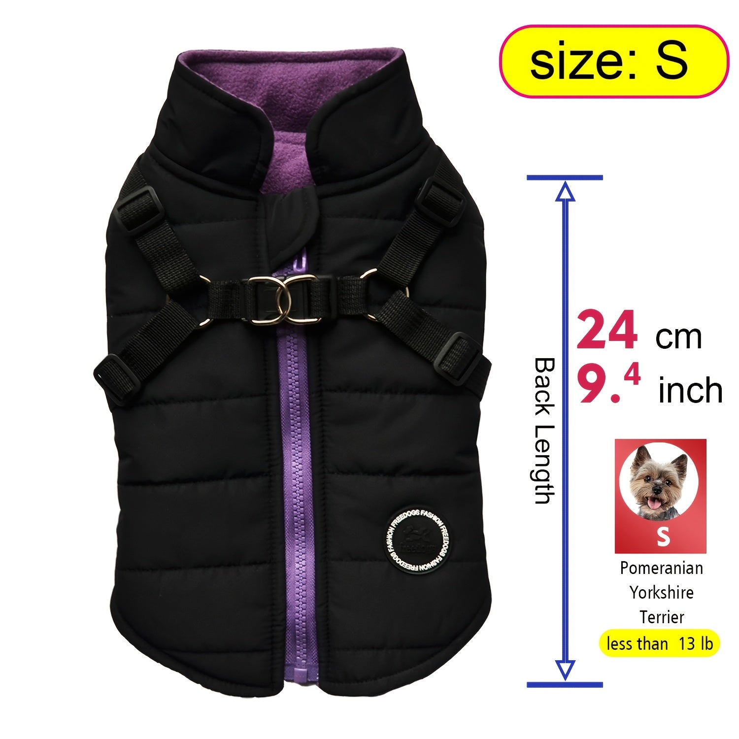Warm Padded Dog Vest with Harness for Small and Medium Dogs - Red Coat for Extra Comfort and Security Christmas Gift