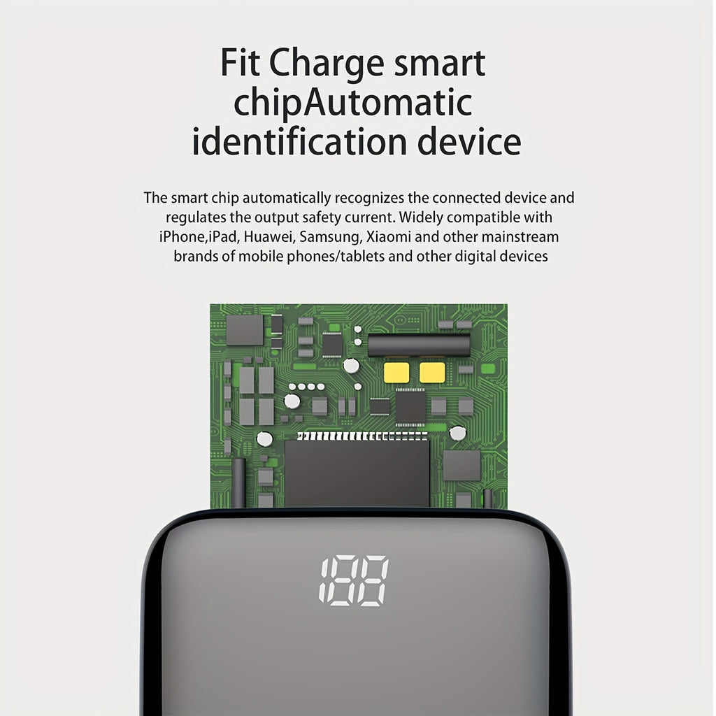 10000mAh 5V2A Fast Charging Portable Mini Power Bank, Compact Size But High Power Capacity, Compatible for iPhone, Samsung, Xiaomi, Samsung