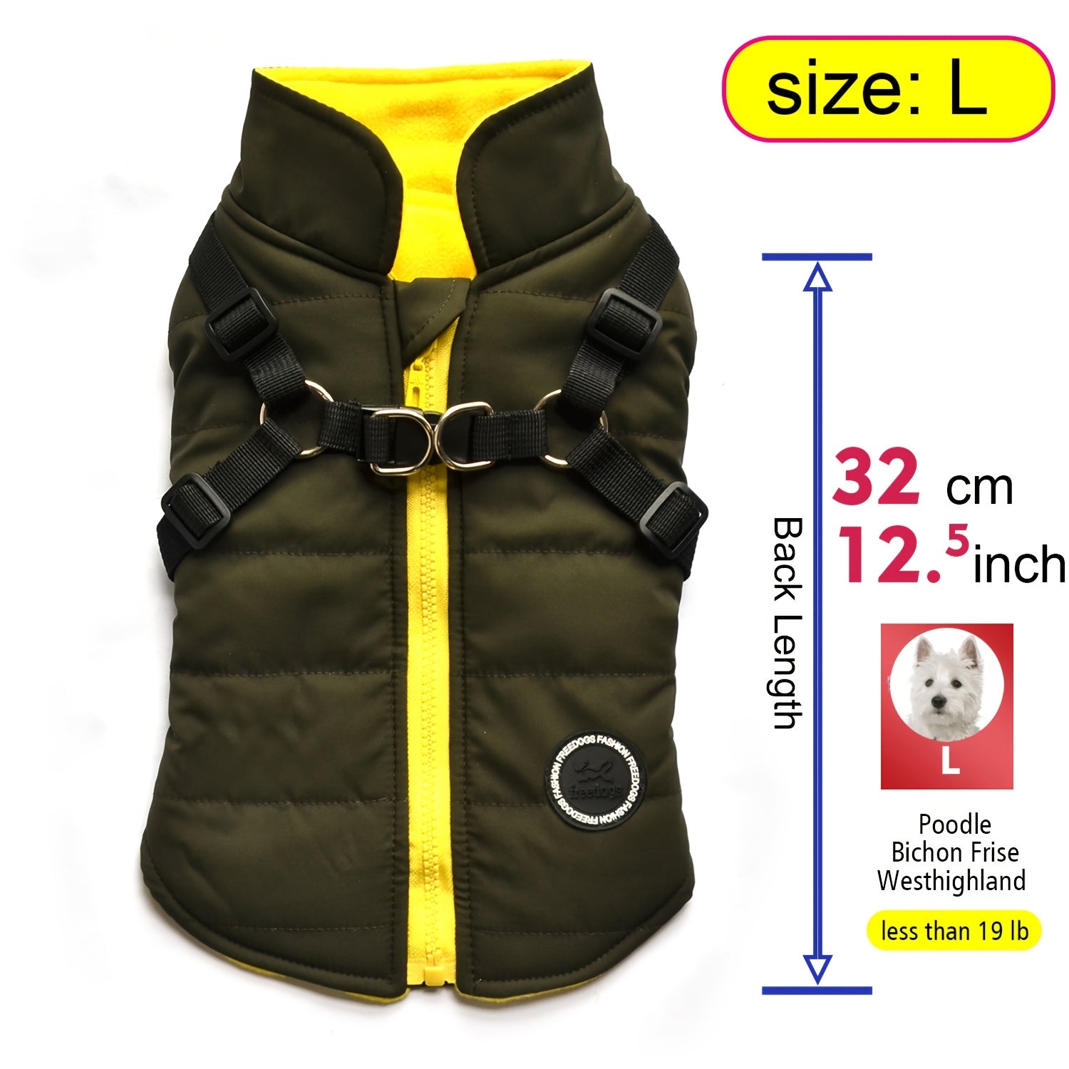 Warm Padded Dog Vest with Harness for Small and Medium Dogs - Red Coat for Extra Comfort and Security Christmas Gift