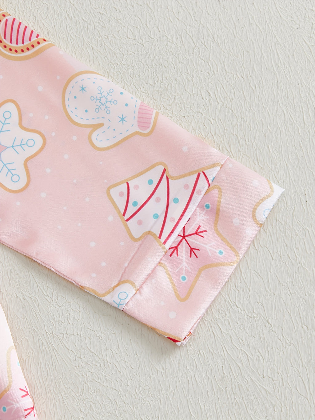 Kids Christmas Pajama Sets Gingerbread Man/Candy Cane Print Lapel Neck Button-up Tops Long Pant Loungewear