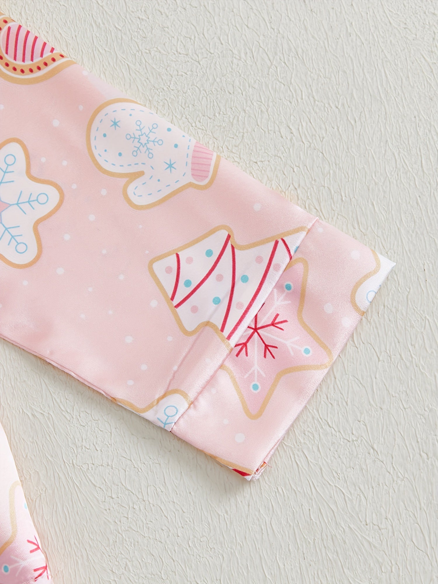 Kids Christmas Pajama Sets Gingerbread Man/Candy Cane Print Lapel Neck Button-up Tops Long Pant Loungewear